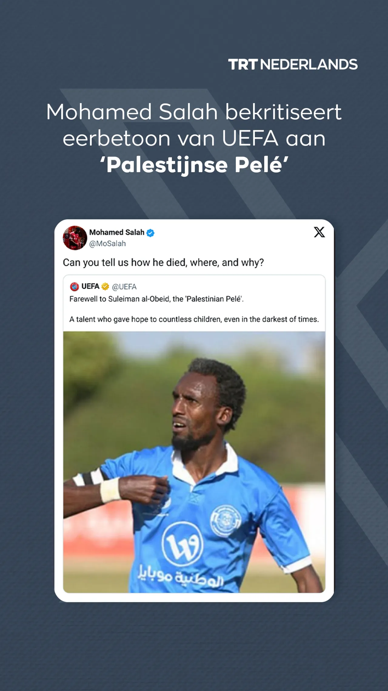 Mohamed Salah bekritiseert eerbetoon van UEFA aan ‘Palestijnse Pelé’