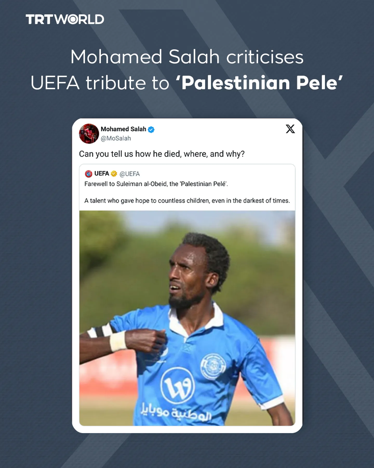Mohamed Salah criticises UEFA tribute to ‘Palestinian Pele’