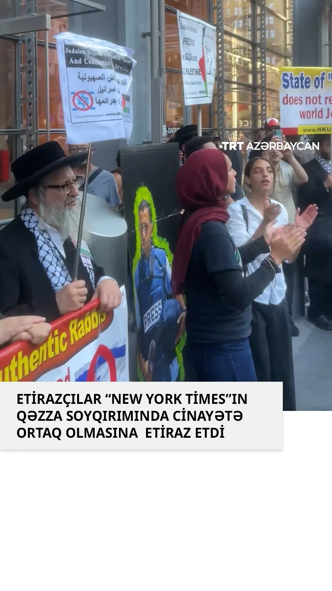 Etirazçılar “New York Times”ın Qəzza soyqırımında cinayətə ortaq olmasına etiraz etdi