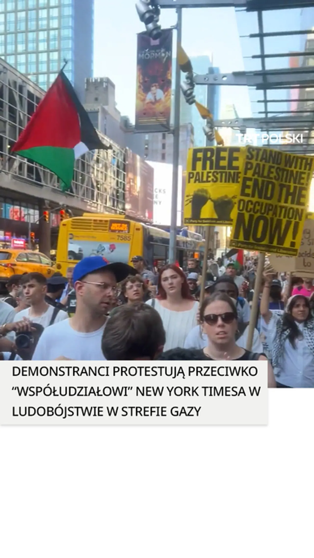 Demonstranci przed budynkiem NYT protestują przeciwko “współudziałowi” w ludobójstwie w Strefie Gazy