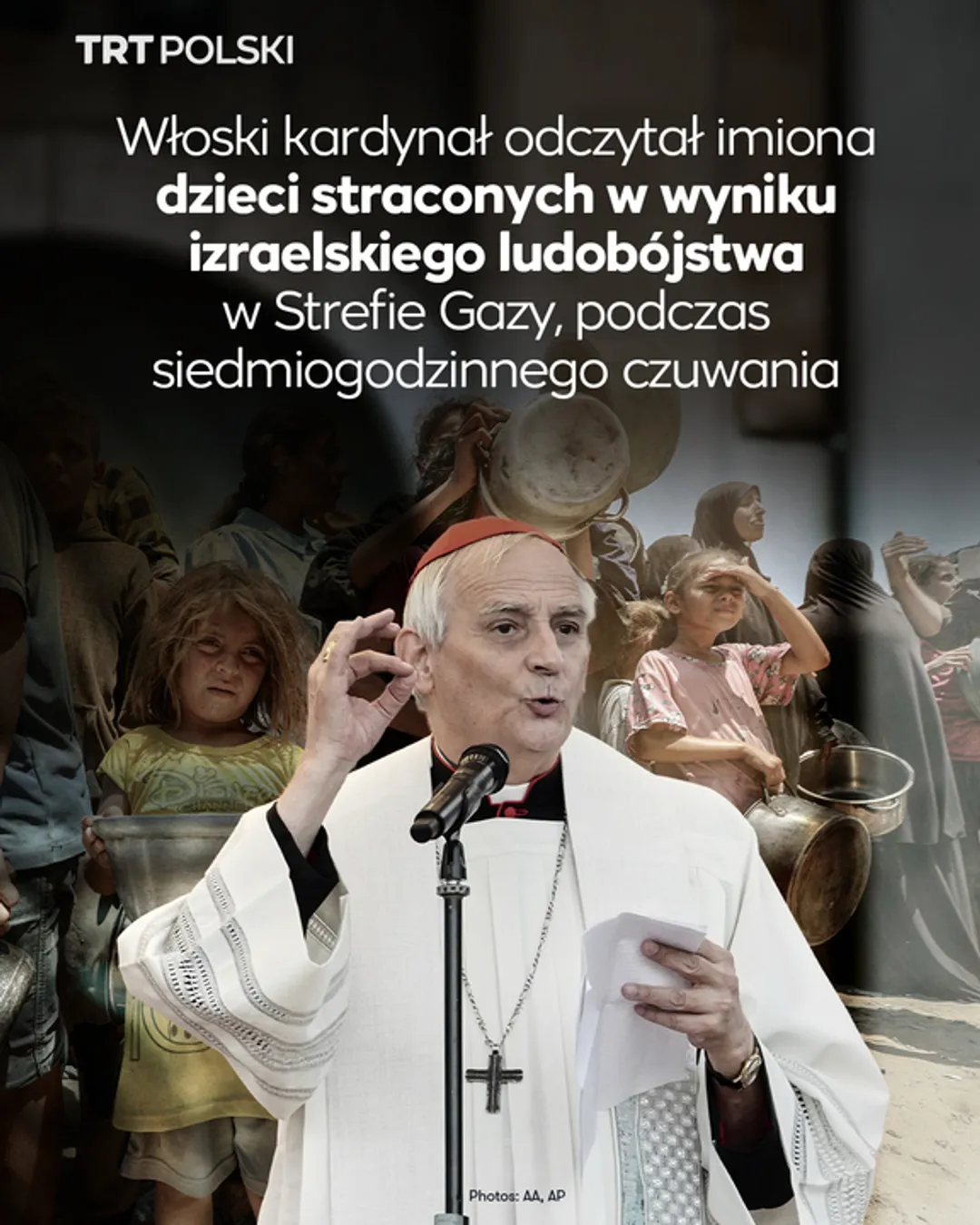 Włoski kardynał odczytał imiona dzieci straconych w wyniku izraelskiego ludobójstwa