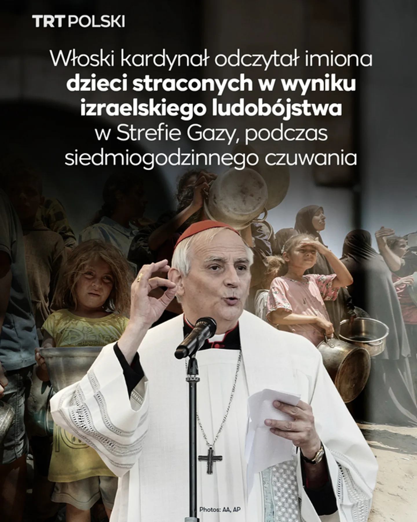 Włoski kardynał odczytał imiona dzieci straconych w wyniku izraelskiego ludobójstwa