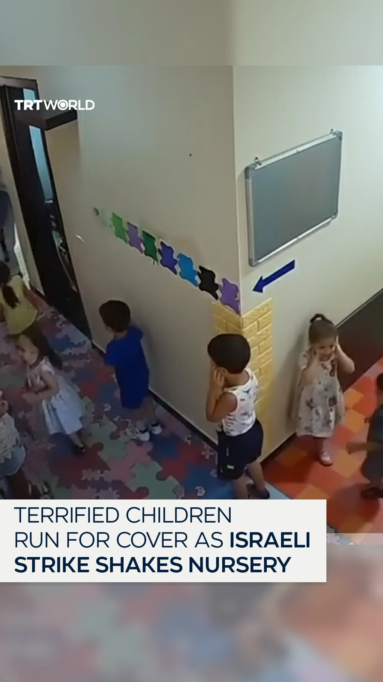 Young children run for cover as Israeli strike shakes nursery in southern Lebanon