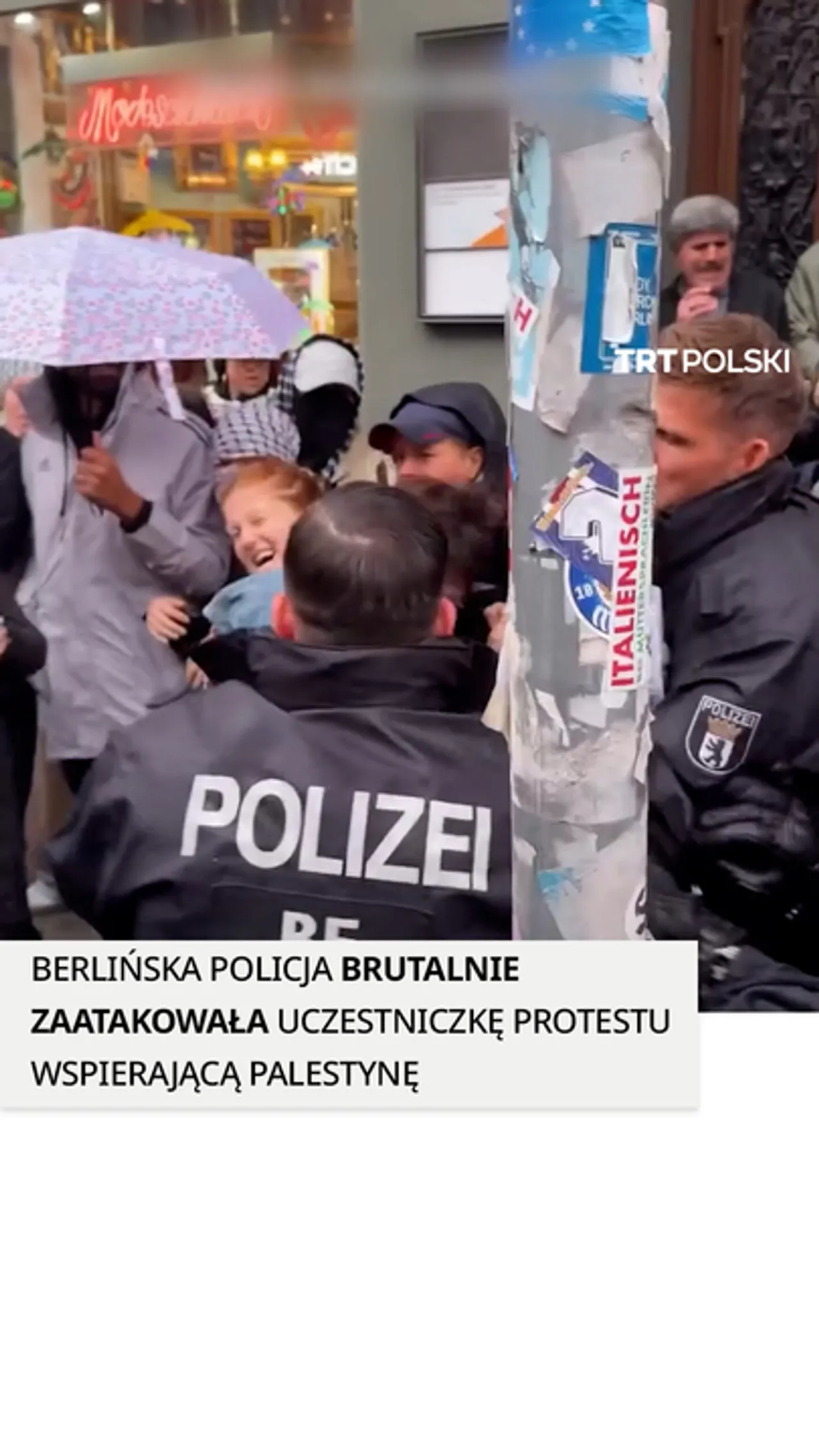 Berlińska policja brutalnie zaatakowała uczestniczkę protestu wspierającą Palestynę