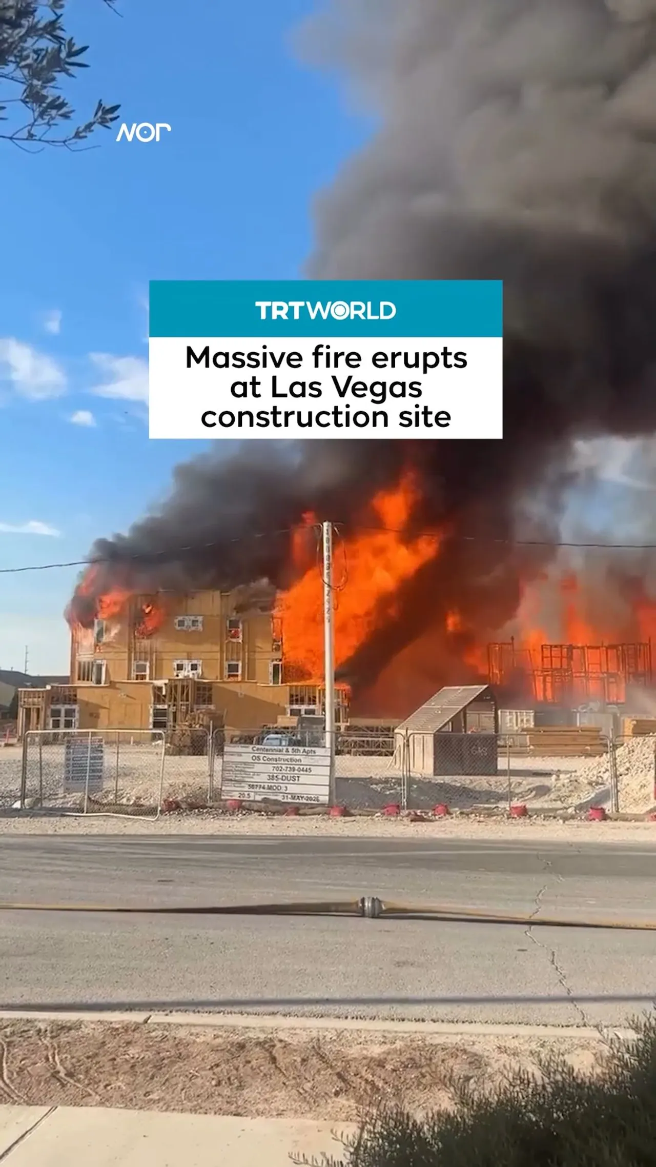 Massive blaze at Las Vegas construction site injures two