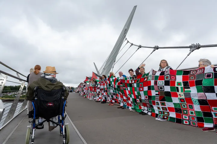 International quilt of resistance knitted in Ireland for Palestinian children killed in Gaza