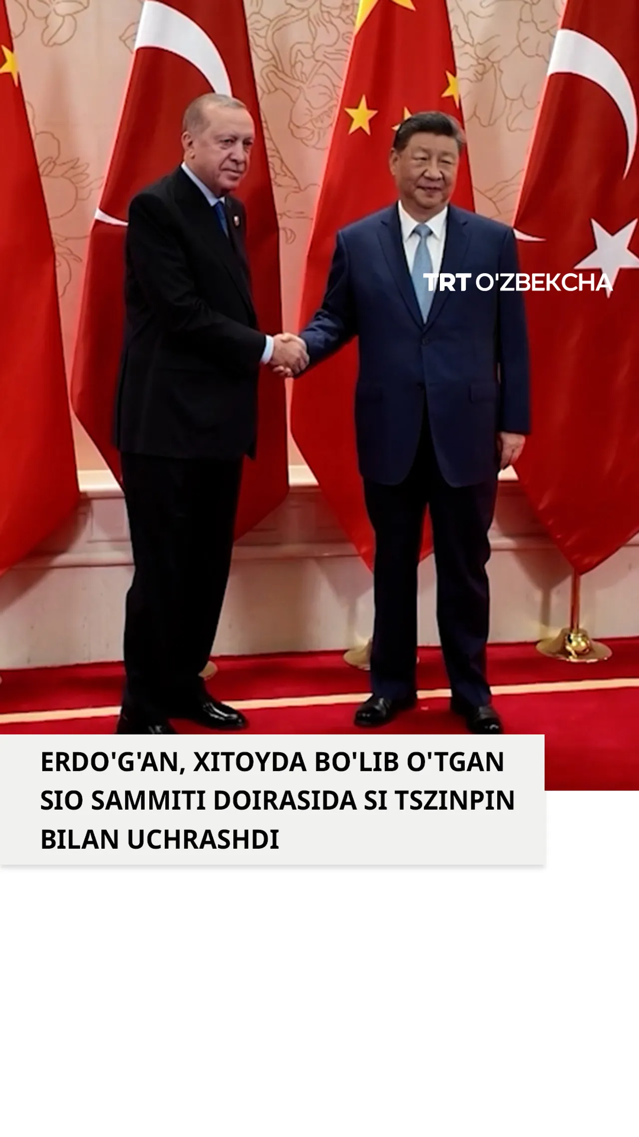 Erdo’g’an Xitoy rahbari Si Tszinpin bilan uchrashdi