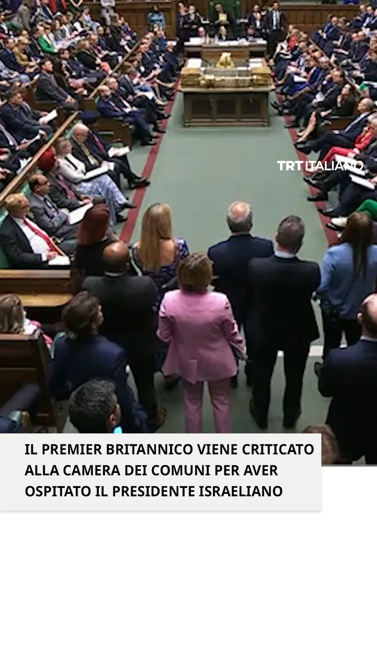 Premier britannico viene criticato alla Camera dei Comuni per aver ospitato il presidente israeliano