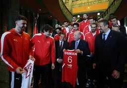 President Erdogan receives Türkiye's basketball, volleyball teams after silver medal triumphs