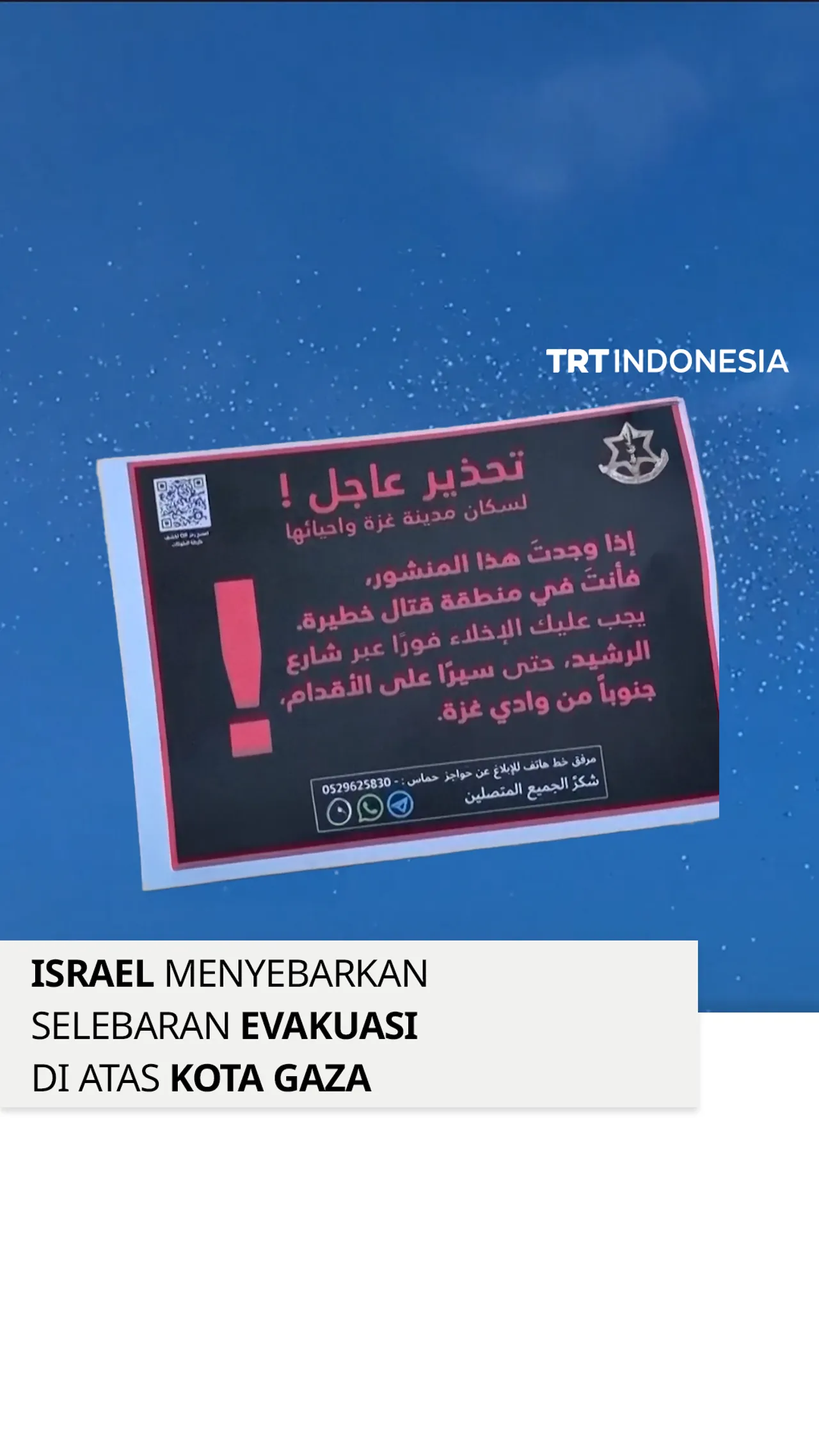 Israel menyebarkan selebaran evakuasi di atas Kota Gaza