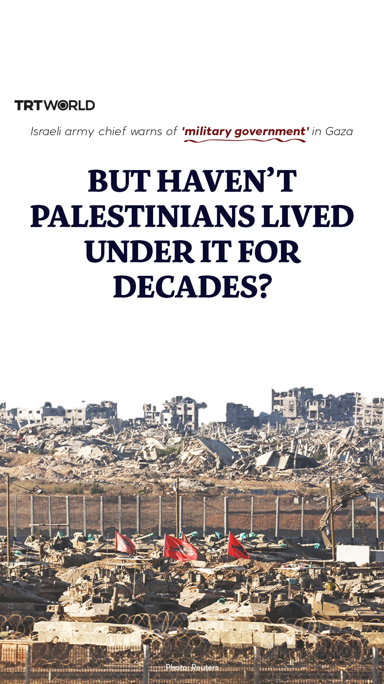 Israeli army chief warns of 'military government' in Gaza