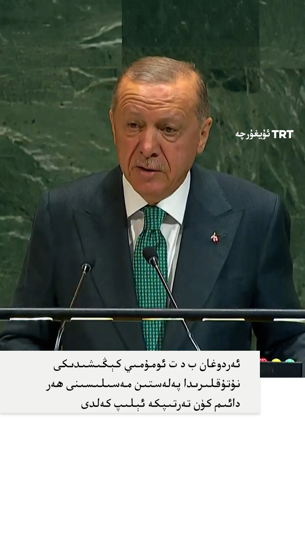 ئەردوغان ب د ت ئومۇمىي كېڭىشىدىكى نۇتۇقلىرىدا پەلەستىن مەسىلىسىنى كۈنتەرتىپكە ئېلىپ كەلدى