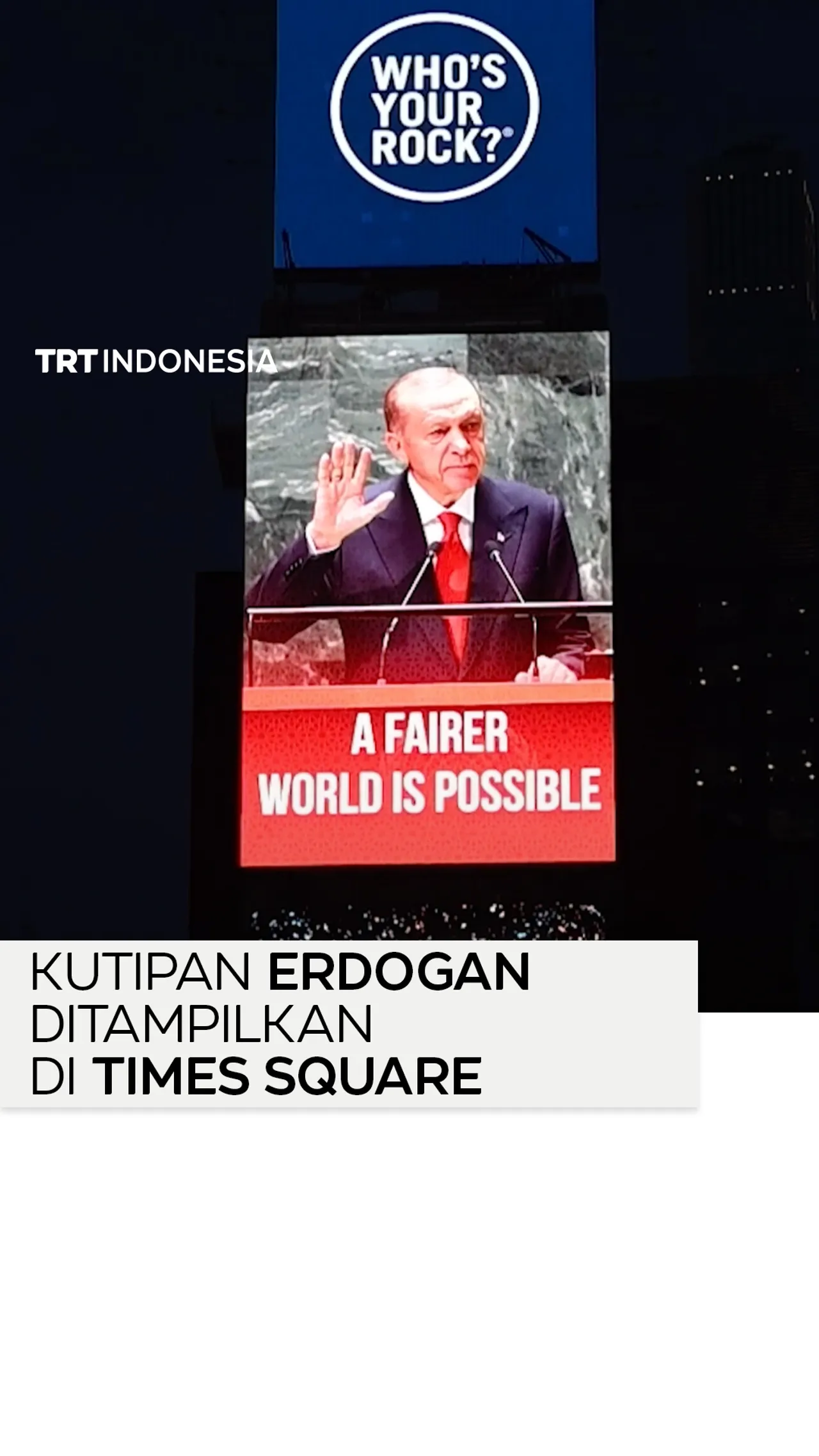 Kutipan Erdogan ditampilkan di Times Square