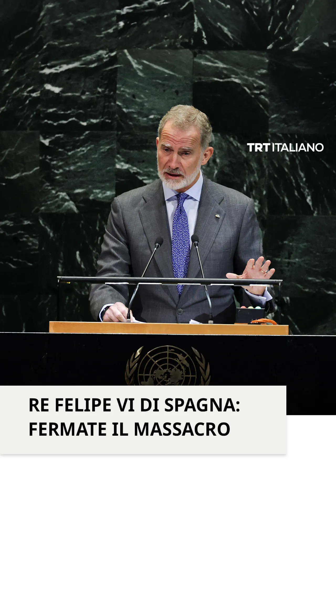 Assemblea generale dell’ONU: Felipe VI a Israele, "fermate subito il massacro a Gaza"