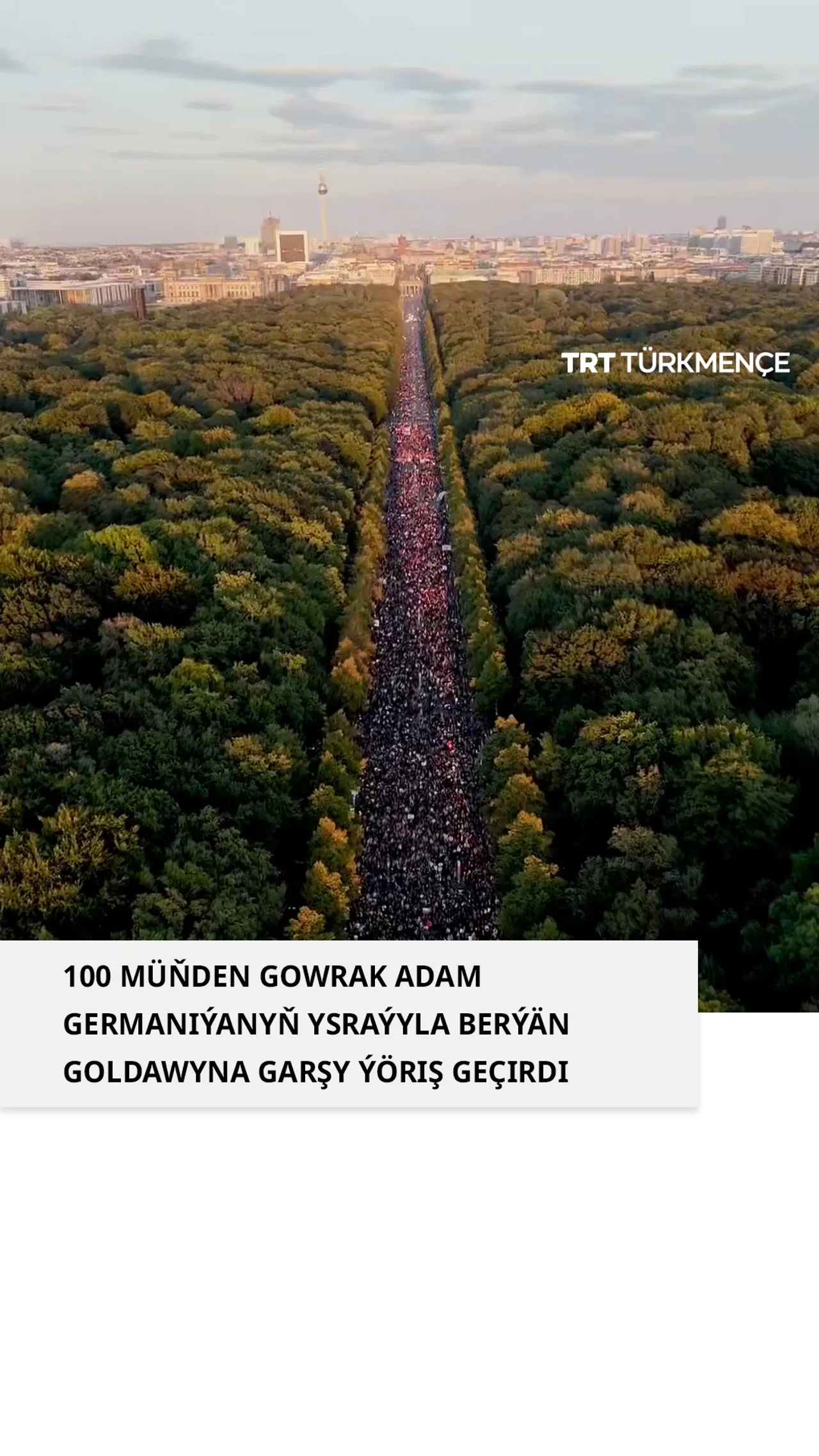 100 müňden gowrak adam Germaniýanyň Ysraýyla berýän goldawyna garşy ýöriş geçirdi