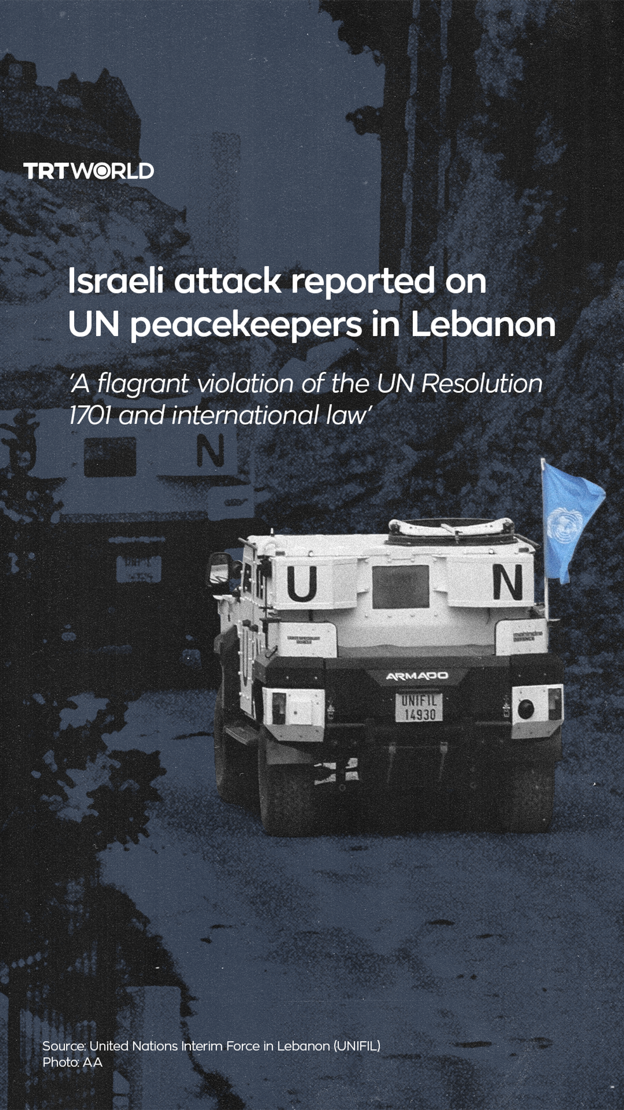 Israeli attack reported on UN peacekeepers in Lebanon - TRT World