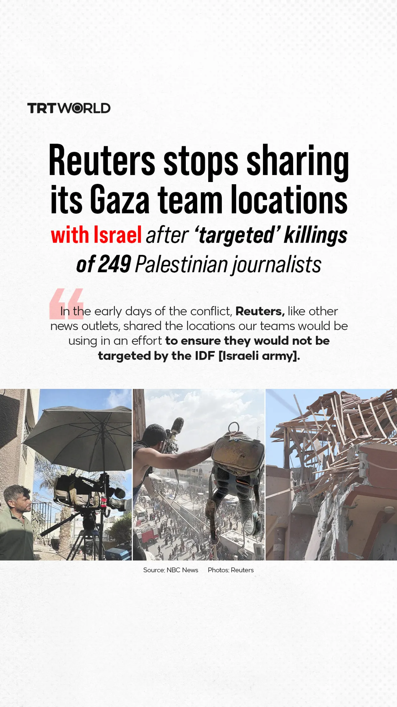 Reuters stops sharing its Gaza team locations with Israel