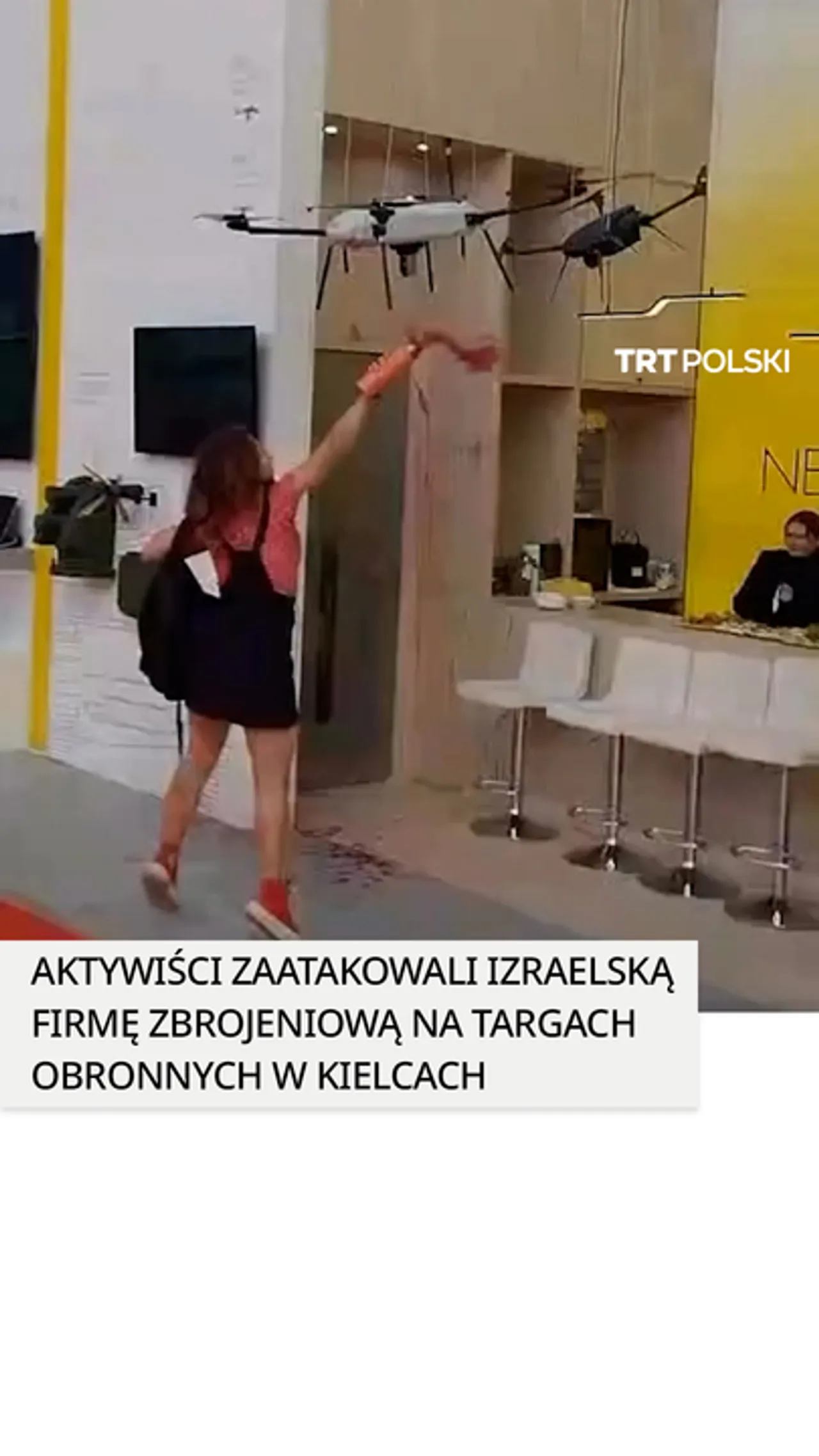 Aktywiści zaatakowali izraelską firmę zbrojeniową na targach obronnych w Kielcach