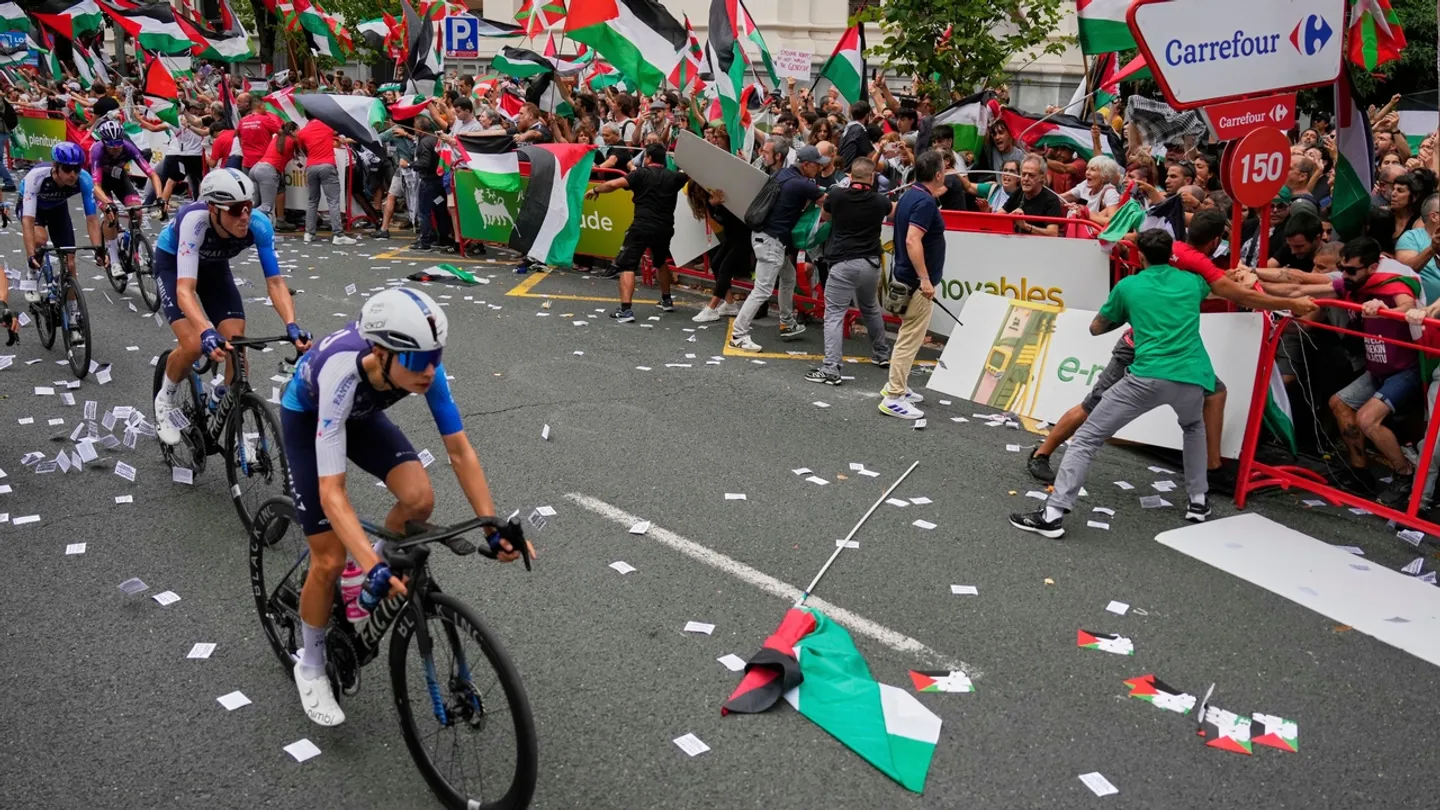 Israeli cycling team removes country’s name from jerseys after pro-Palestine protests in Spain