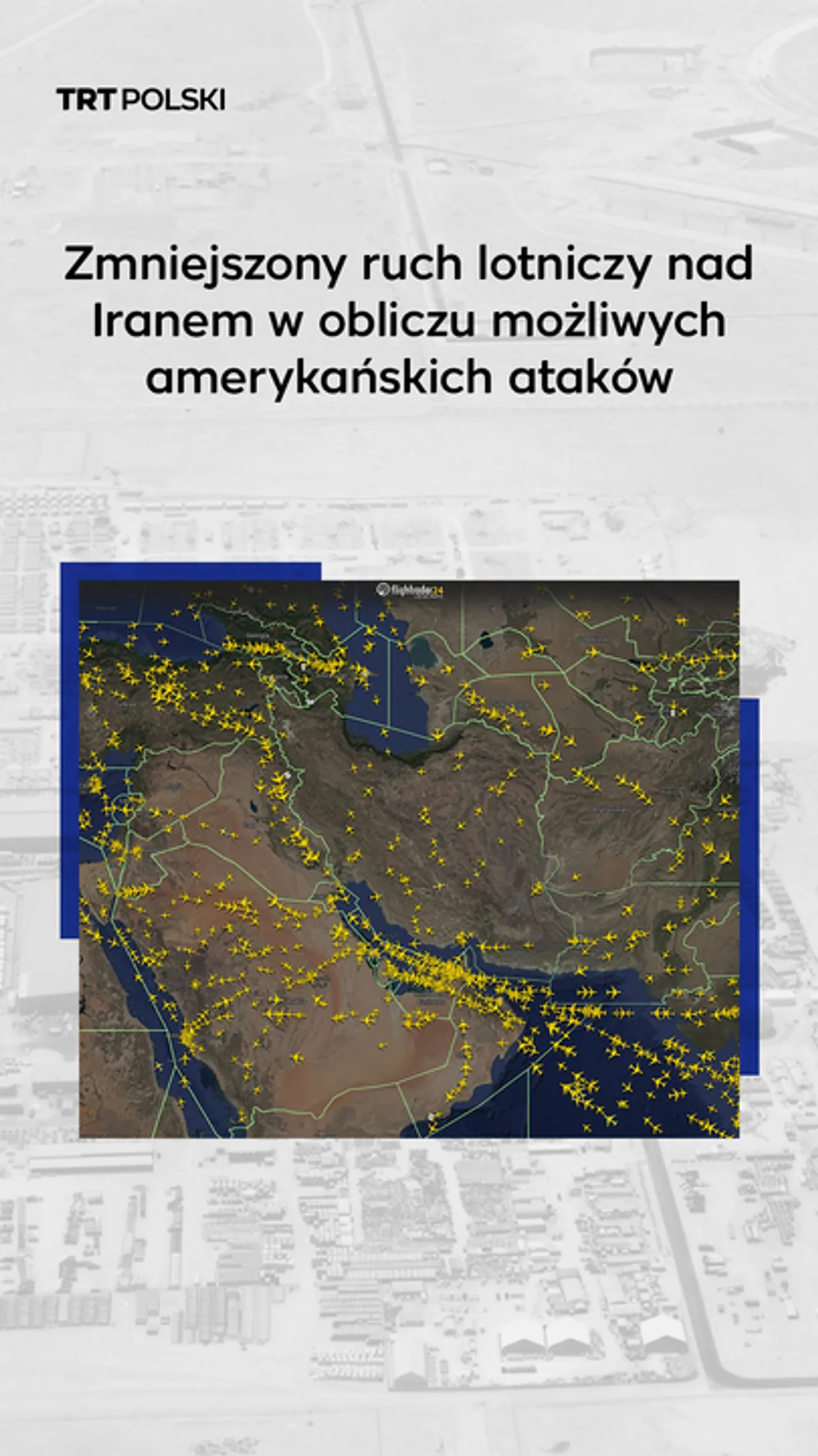 Zmniejszony ruch lotniczy nad Iranem w obliczu możliwych amerykańskich ataków