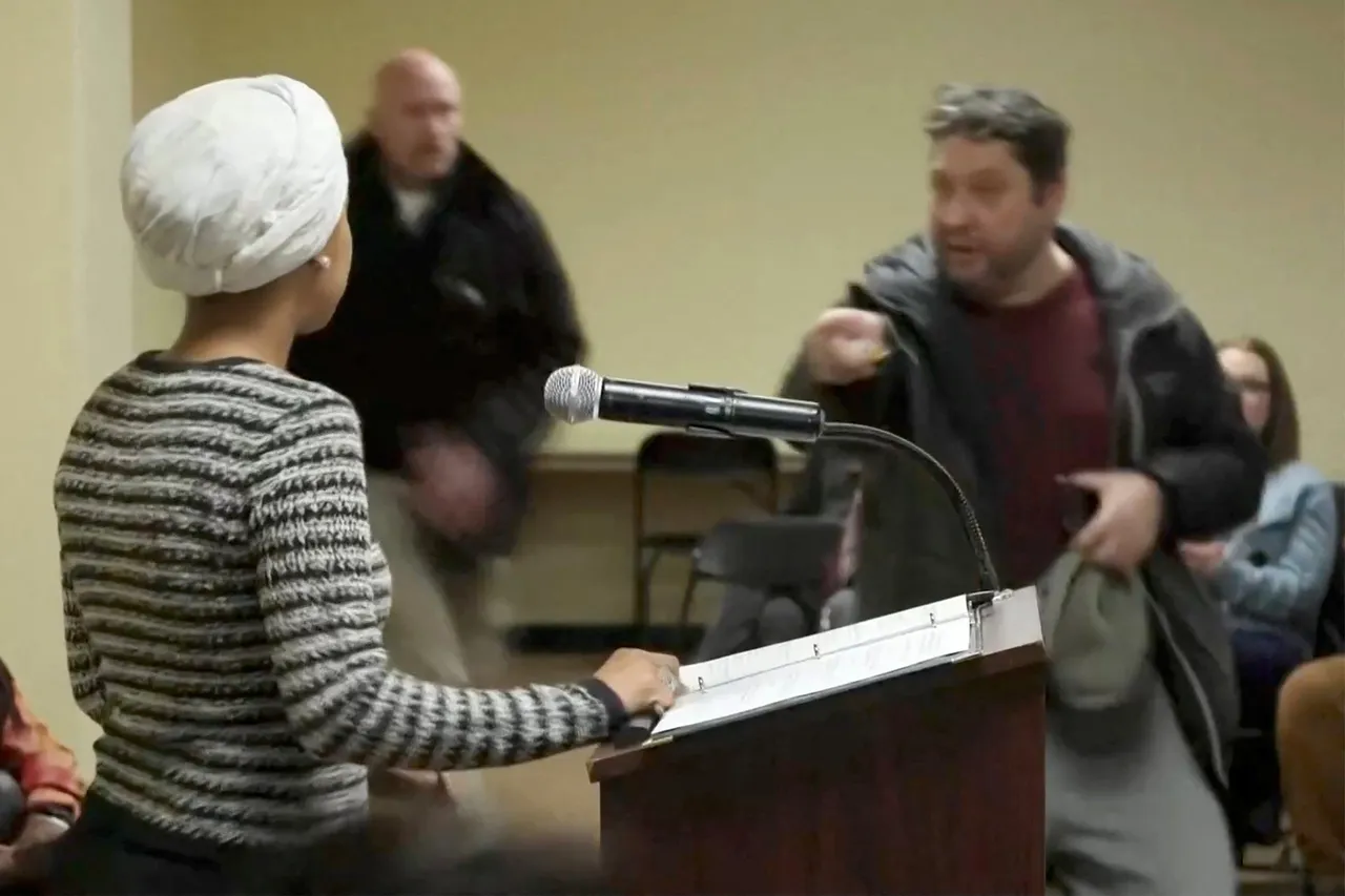 Man tackled after spraying Ilhan Omar with unknown substance at Minneapolis town hall