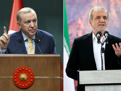 Türkiye está pronta para mediar as tensões entre os EUA e o Irão, afirmou Erdogan a Pezeshkian