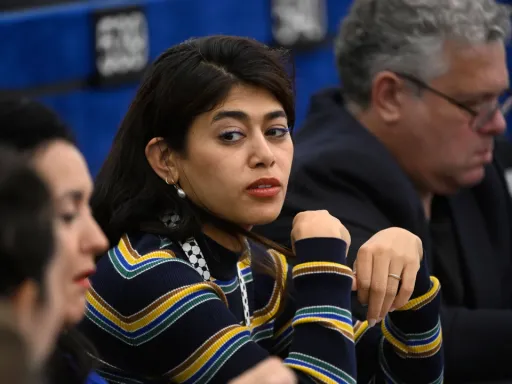 Eurodeputada francesa Rima Hassan retira a bandeira israelita em protesto no Parlamento Europeu