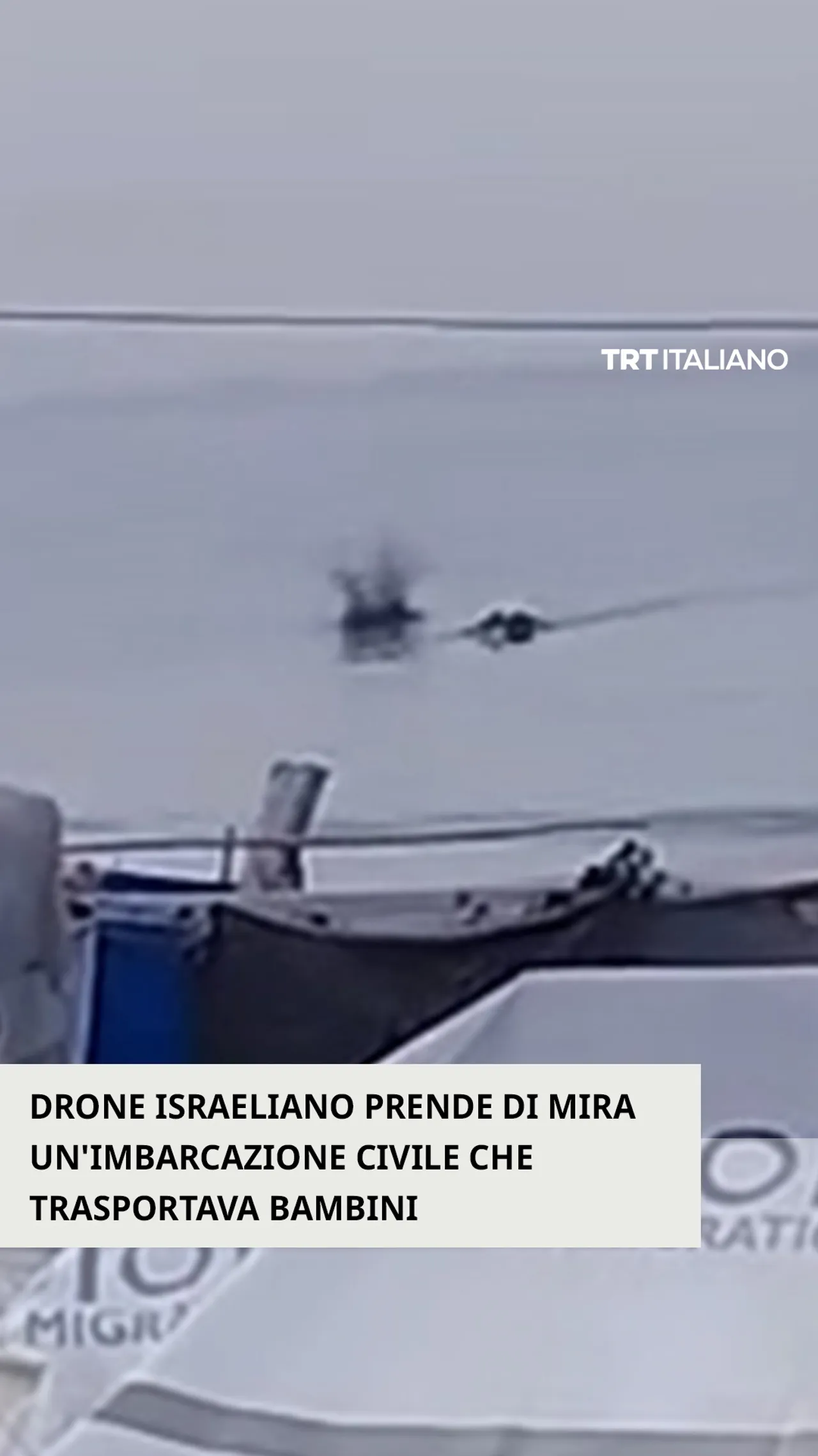 Elicottero robot israeliano attacca una nave civile al largo di Khan Younis, a Gaza