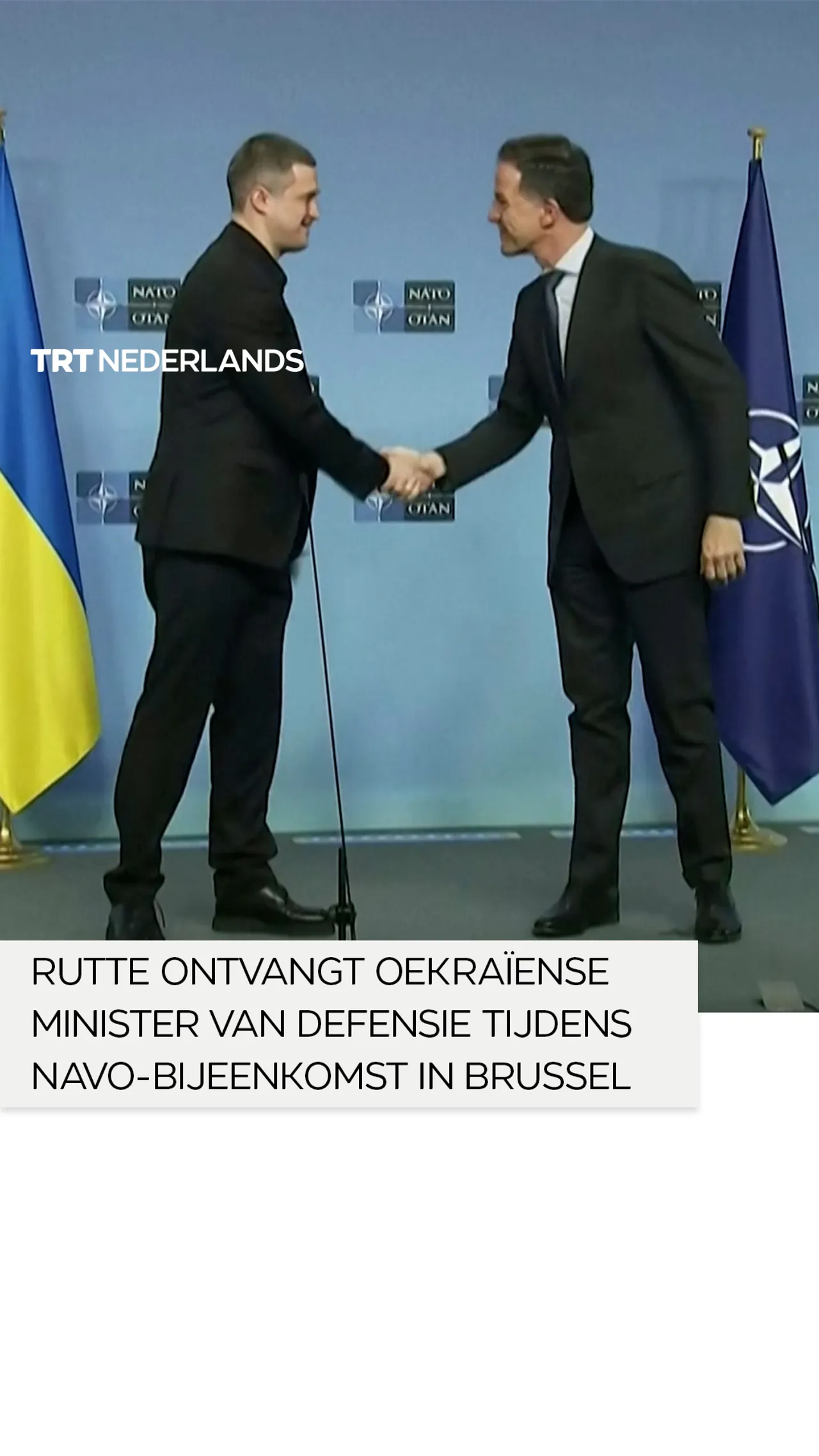 Rutte ontvangt Oekraïense minister van Defensie tijdens NAVO-bijeenkomst in Brussel