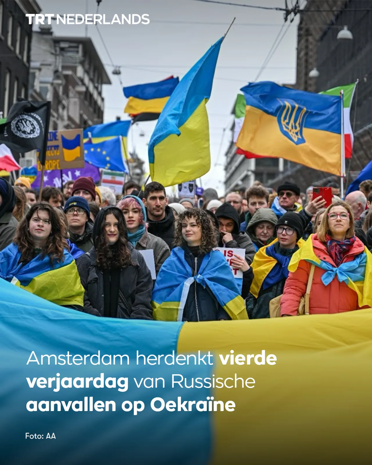 Amsterdam herdenkt vierde verjaardag van Russische aanvallen op Oekraïne