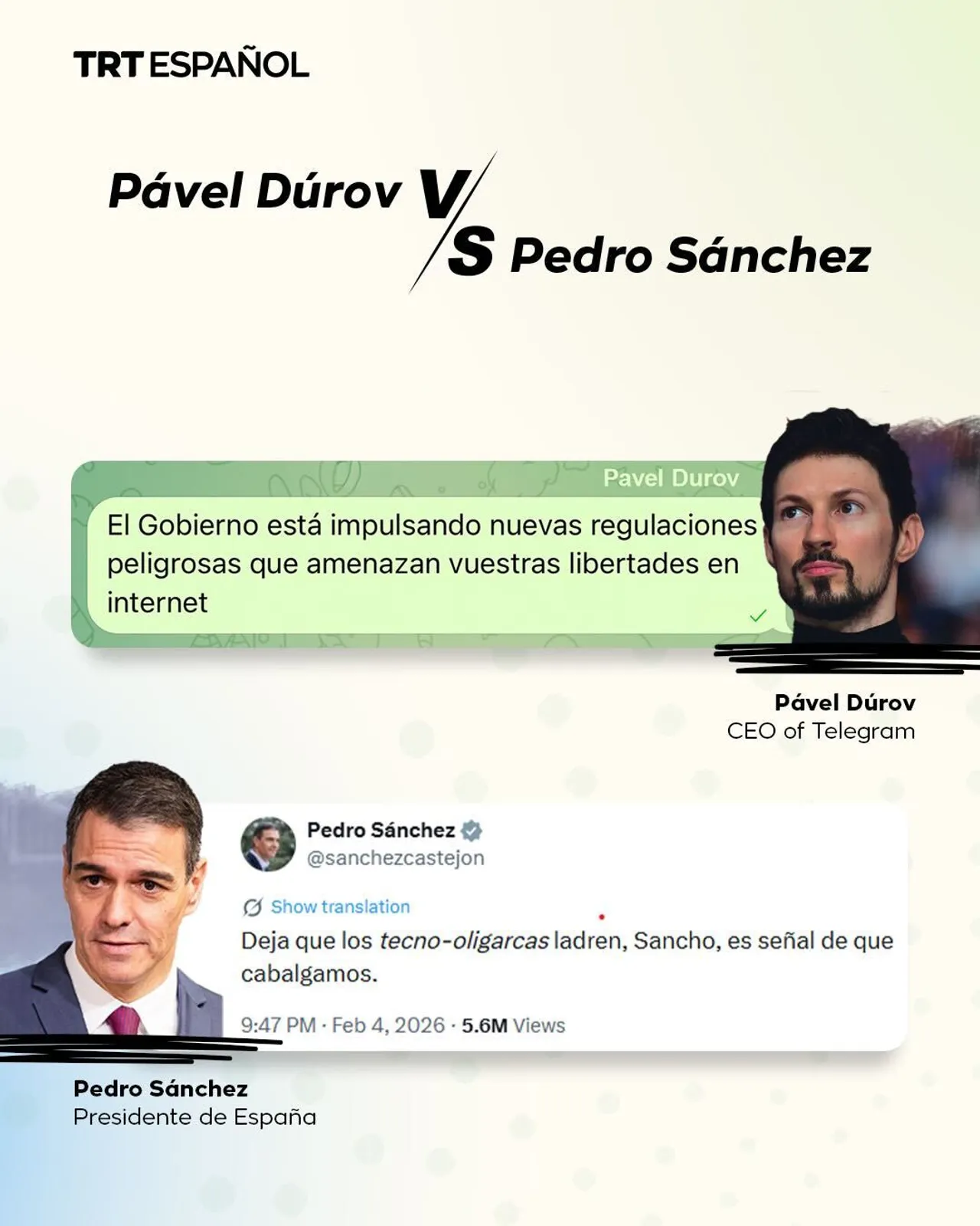 Pável Dúrov vs Pedro Sánchez