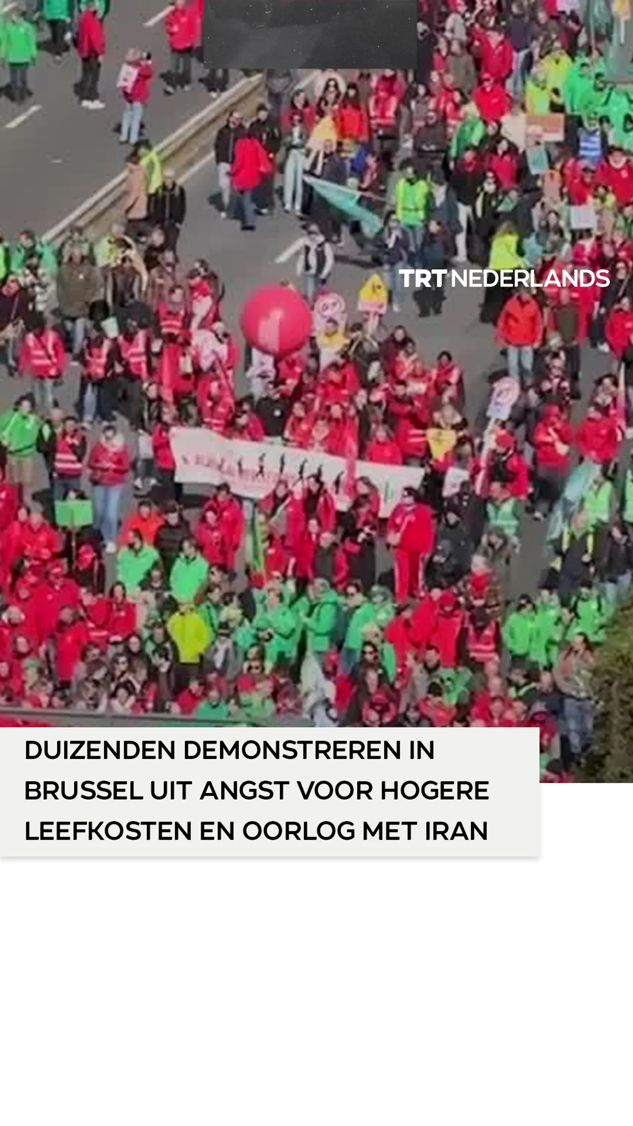 Duizenden demonstreren in Brussel uit angst voor hogere leefkosten en oorlog met Iran