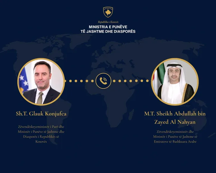 Zv/kryeministri Konjufca bisedon për zhvillimet e fundit në Lindjen e Mesme me homologun Al Nahyan