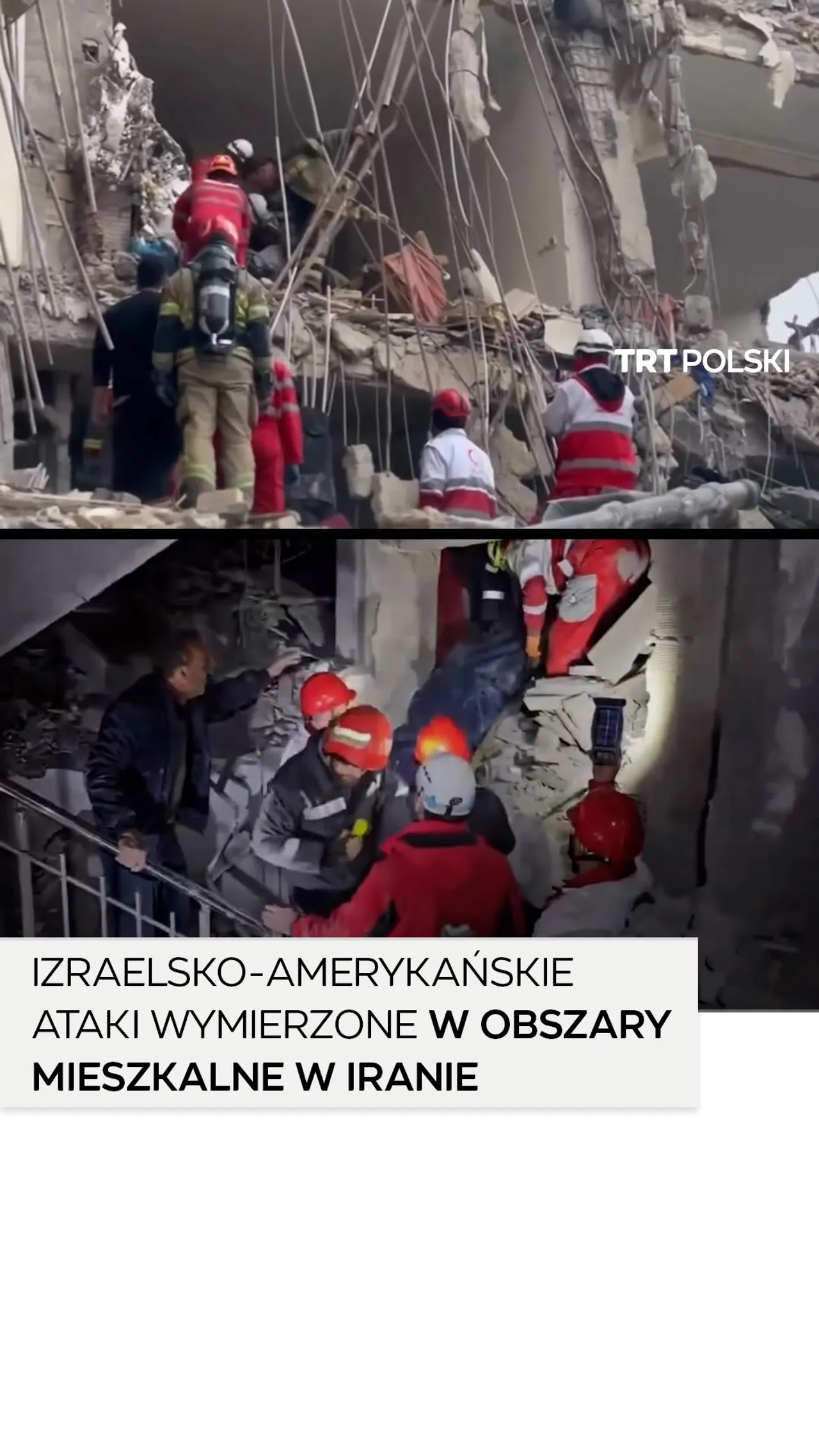 Służby ratunkowe udzielają pomocy rannym po izraelsko-amerykańskich nalotach