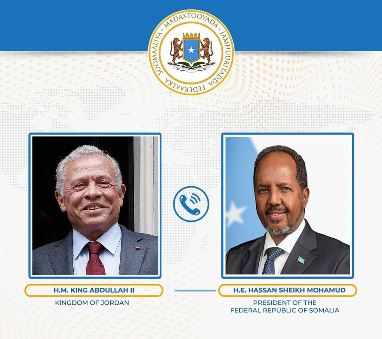 Madaxweyne Xasan Sheekh oo Khadka Taleefanka kula Hadlay Boqor Cabdalla II