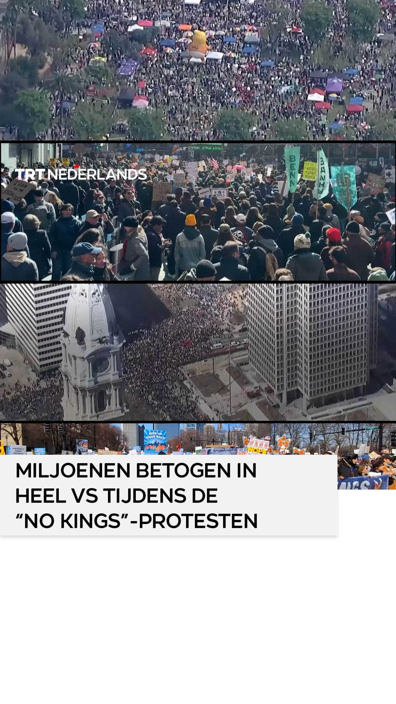 Miljoenen mensen komen in de VS bijeen tijdens “No kings”-protesten