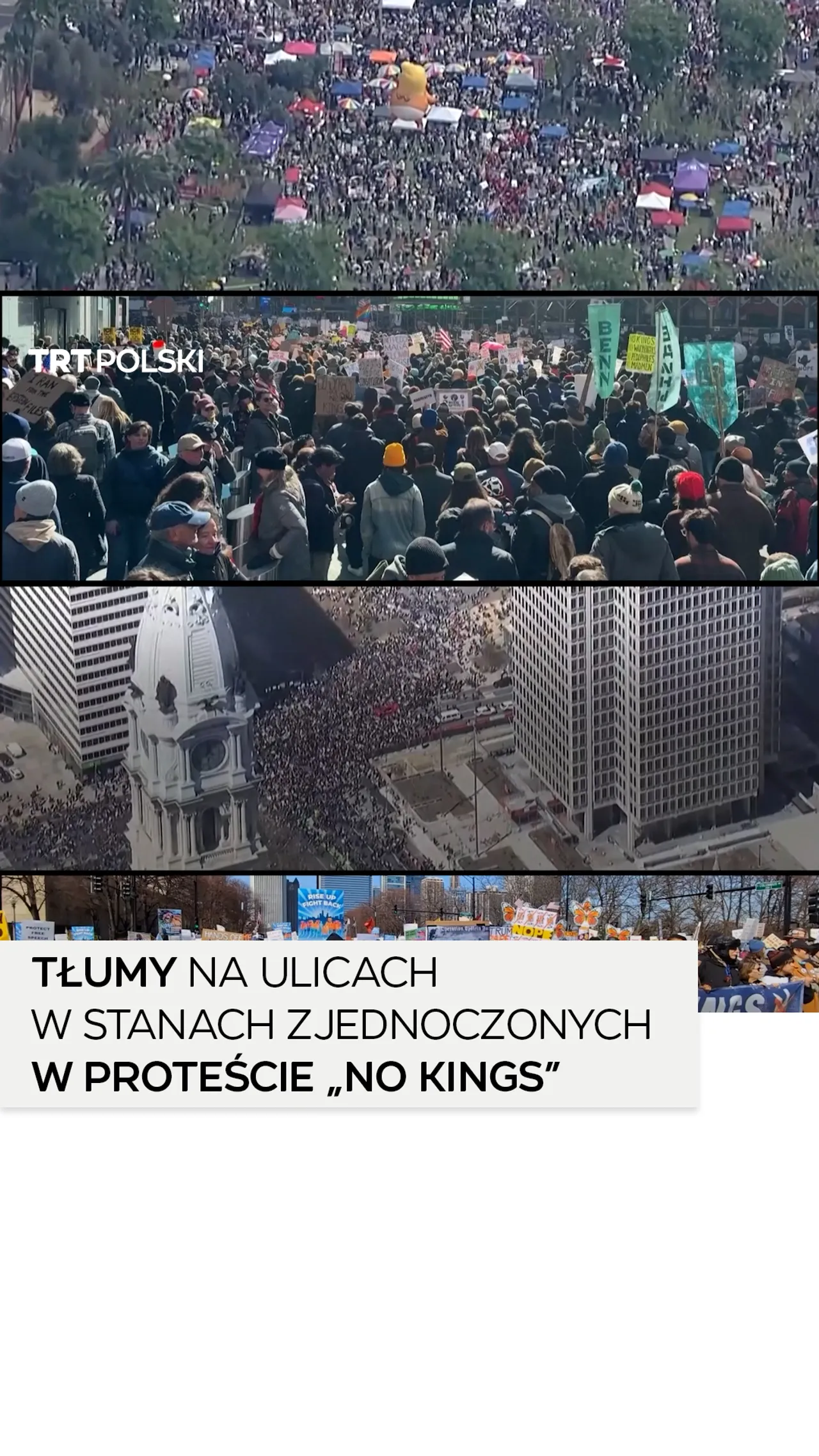 Tłumy na ulicach w Stanach Zjednoczonych w proteście „No Kings”