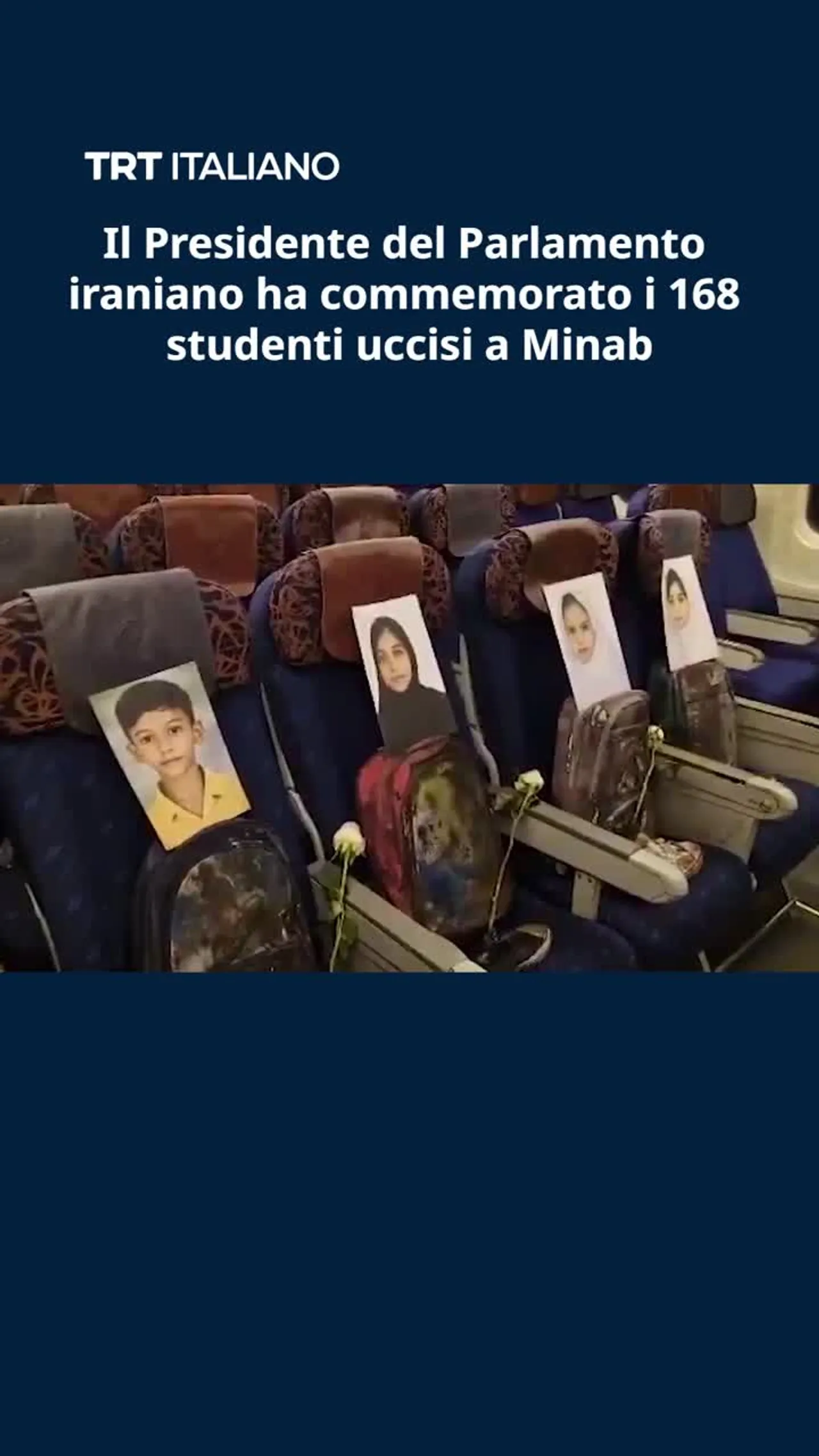 Il presidente del parlamento iraniano ha commemorato i 168 studenti morti a Minab.