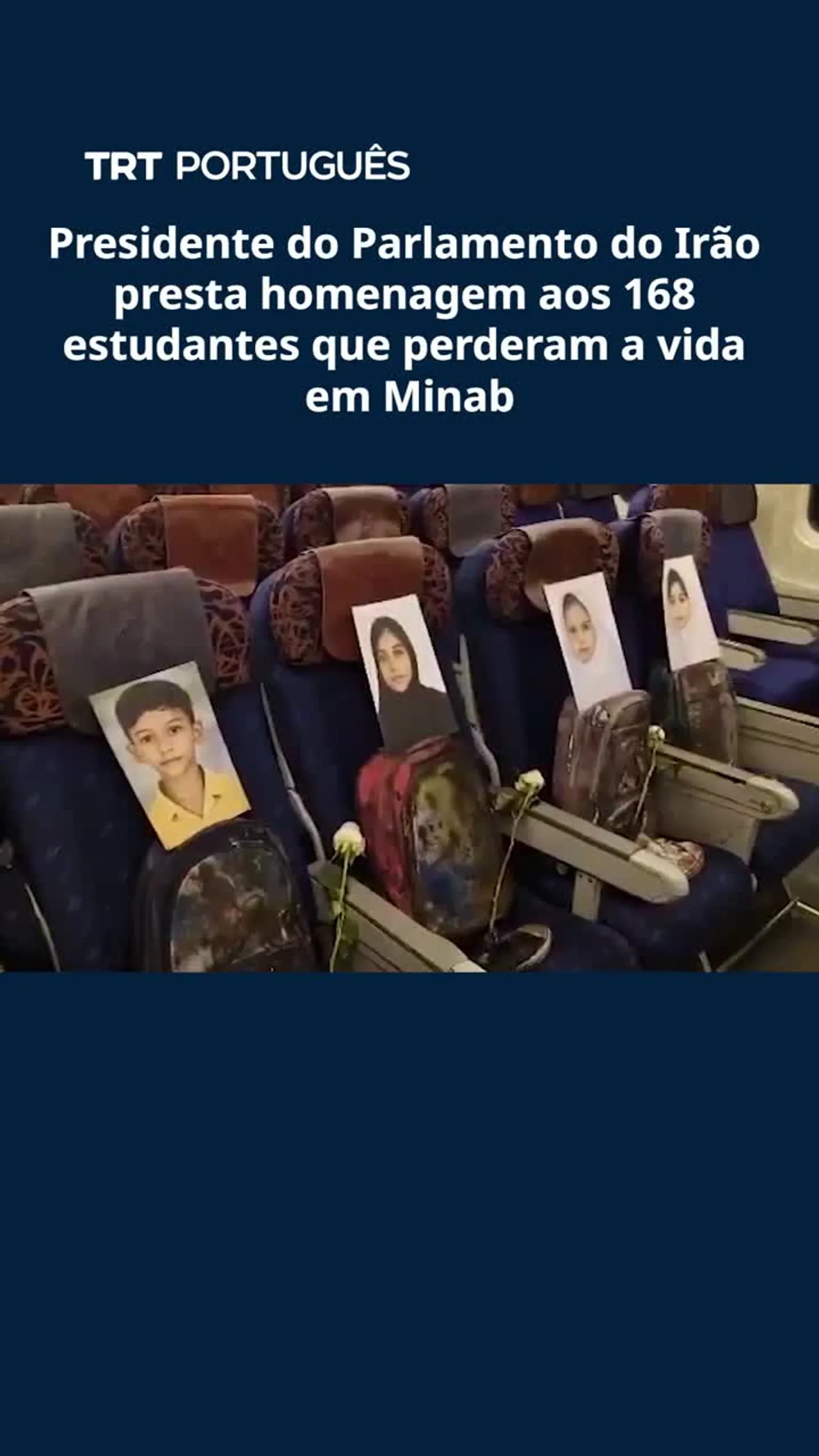 Presidente do Parlamento do Irão presta homenagem aos 168 estudantes que perderam a vida em Minab