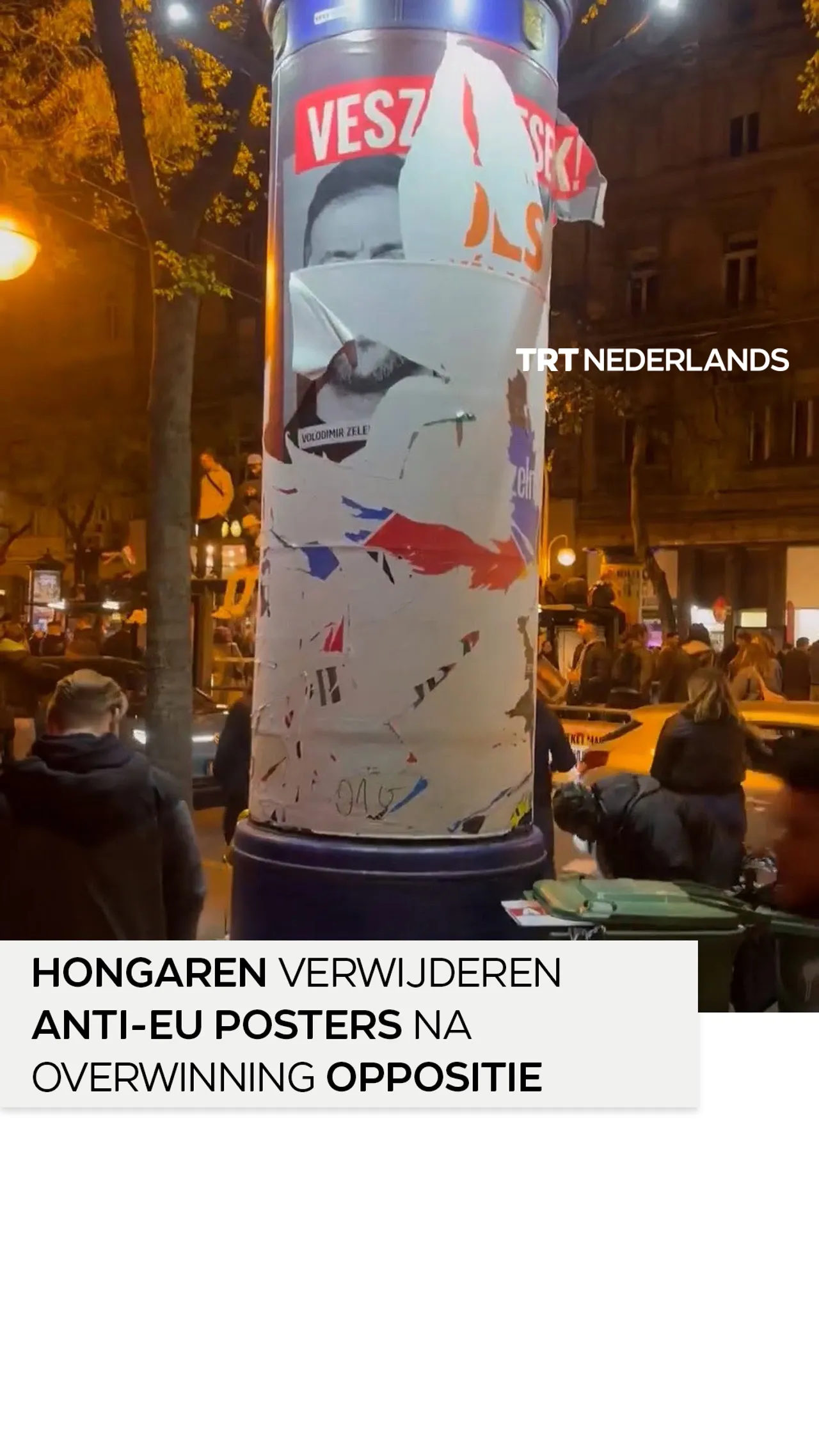 Hongaren verwijderen anti-EU posters na overwinning oppositie