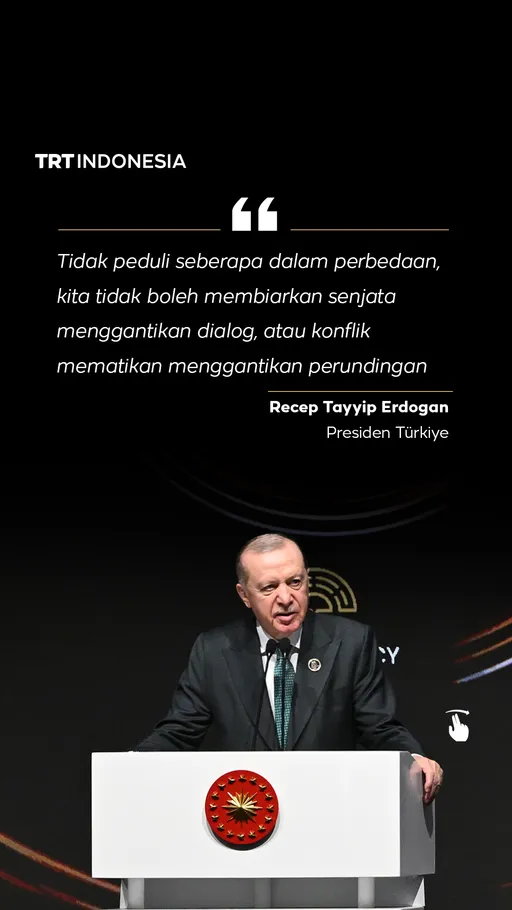 Presiden Türkiye Recep Tayyip Erdogan berbicara dalam pembukaan Antalya Diplomacy Forum ke-5