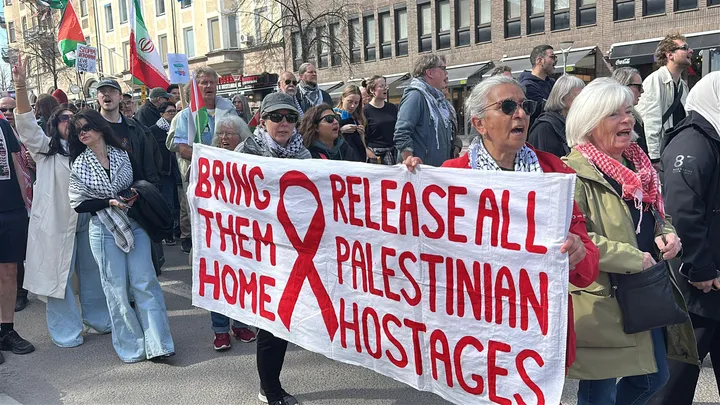 Protesters in Swedish capital condemn Israel’s West Bank annexation plans, strikes on Lebanon