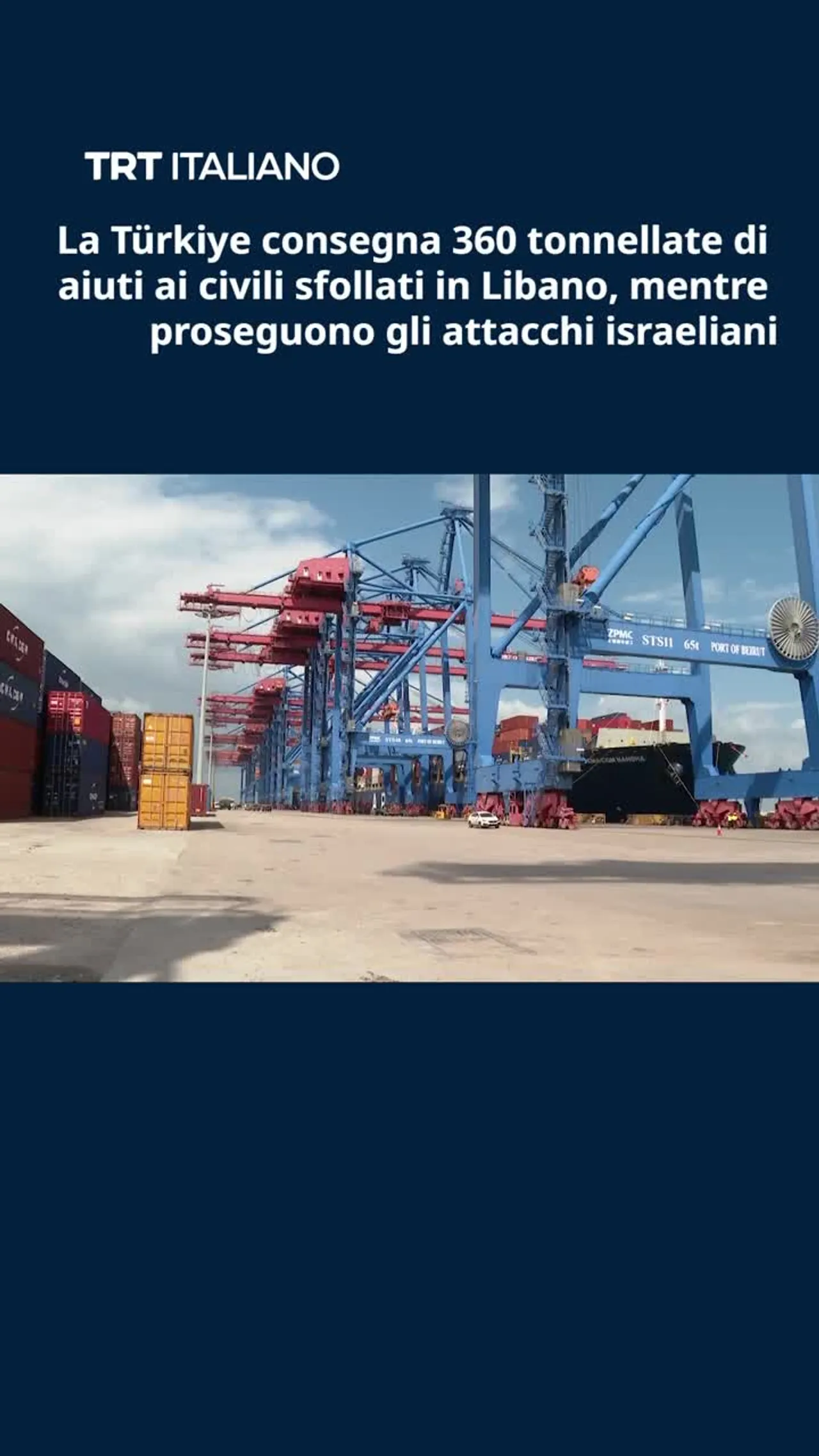 La Türkiye consegna 360 tonnellate di aiuti ai civili sfollati in Libano
