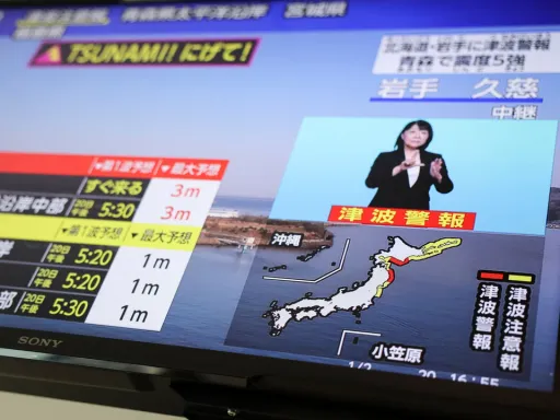 Poderoso sismo de 7.4 abala o Japão, desencadeia tsunami e interrompe serviços do comboio-bala