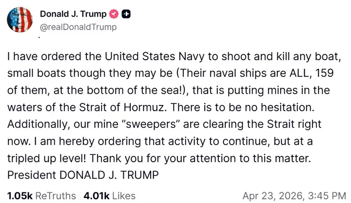 Трамп приказал атаковать суда в Ормузе