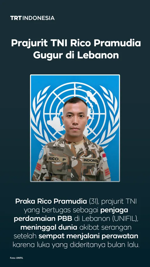 Prajurit TNI Rico Pramudia gugur di Lebanon