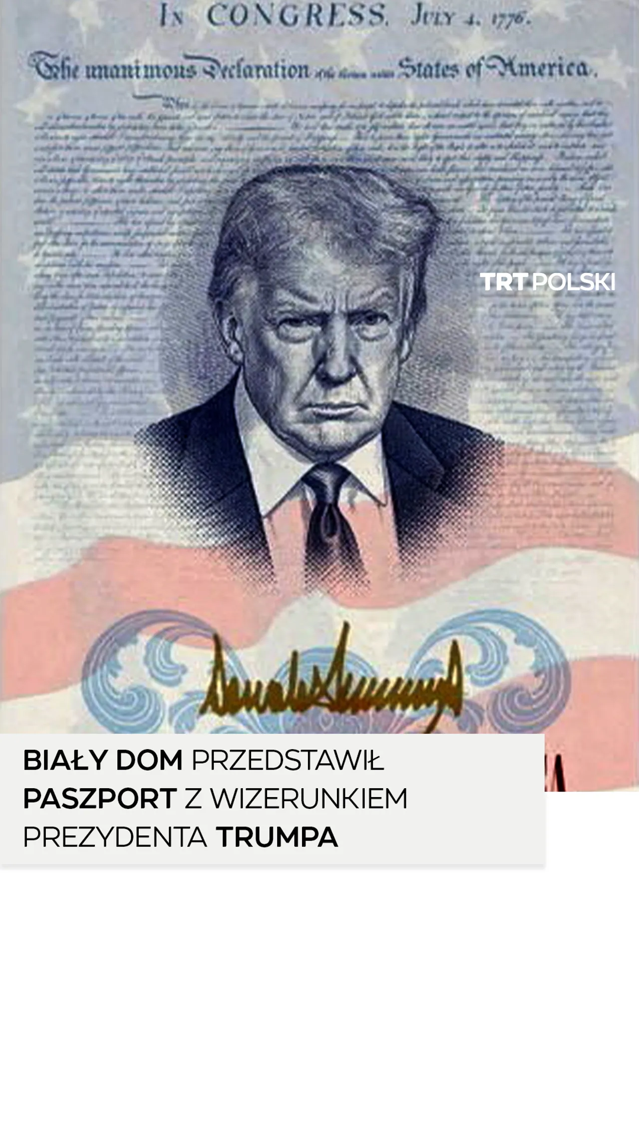 Biały Dom przedstawił paszport z wizerunkiem prezydenta Trumpa