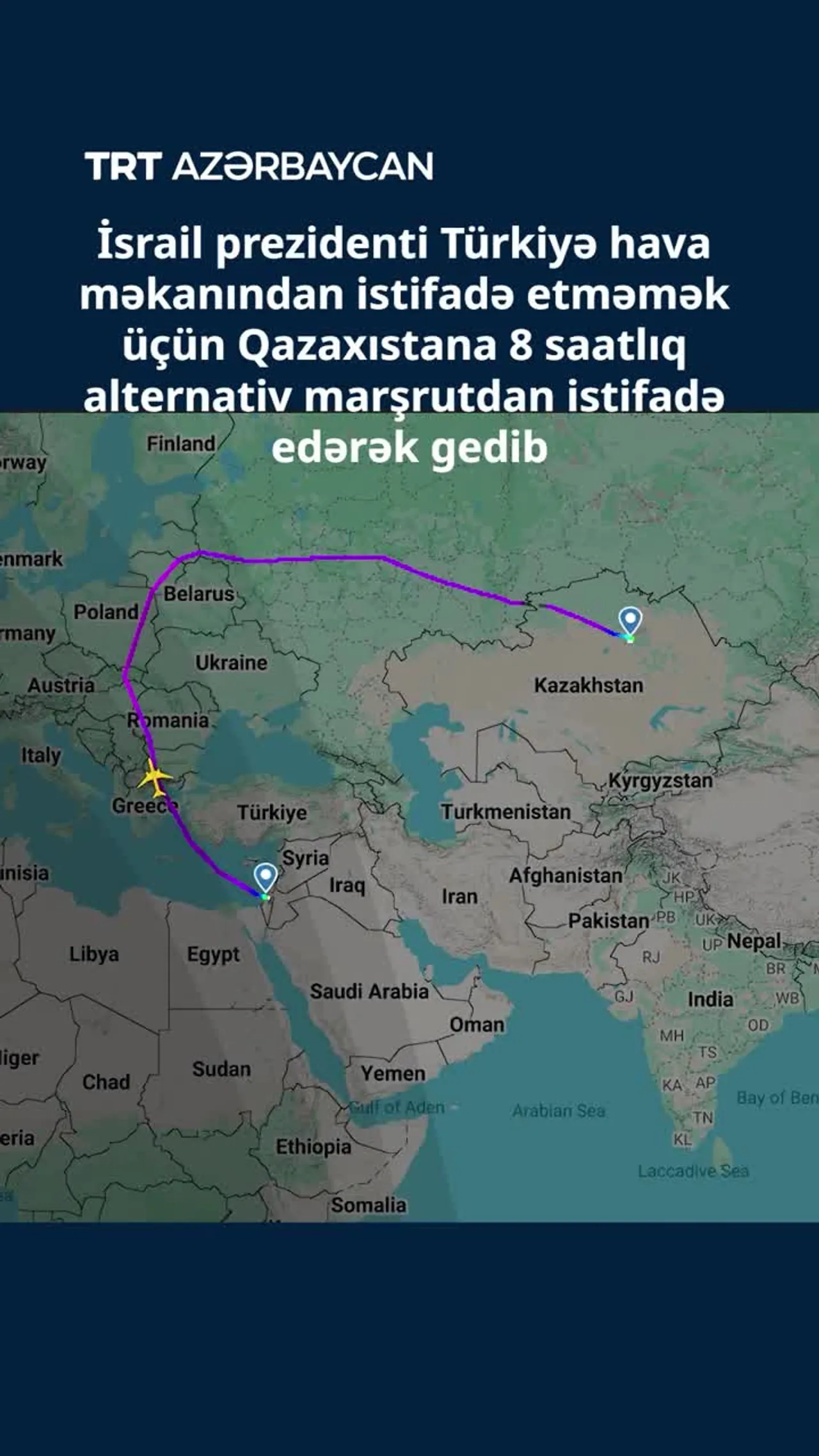 İsrail prezidenti İ.Herzoq Qazaxıstana gedərkən yolunu 8 saat uzadıb