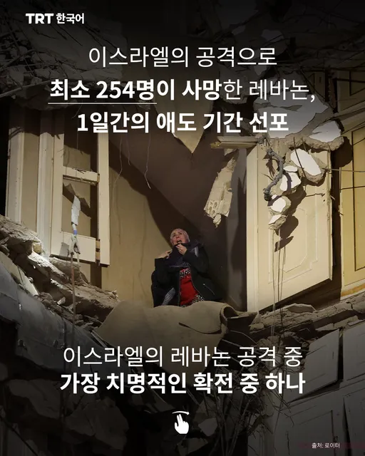 이스라엘의 공격으로 최소 254명이 사망한 레바논, 1일간의 애도 기간 선포