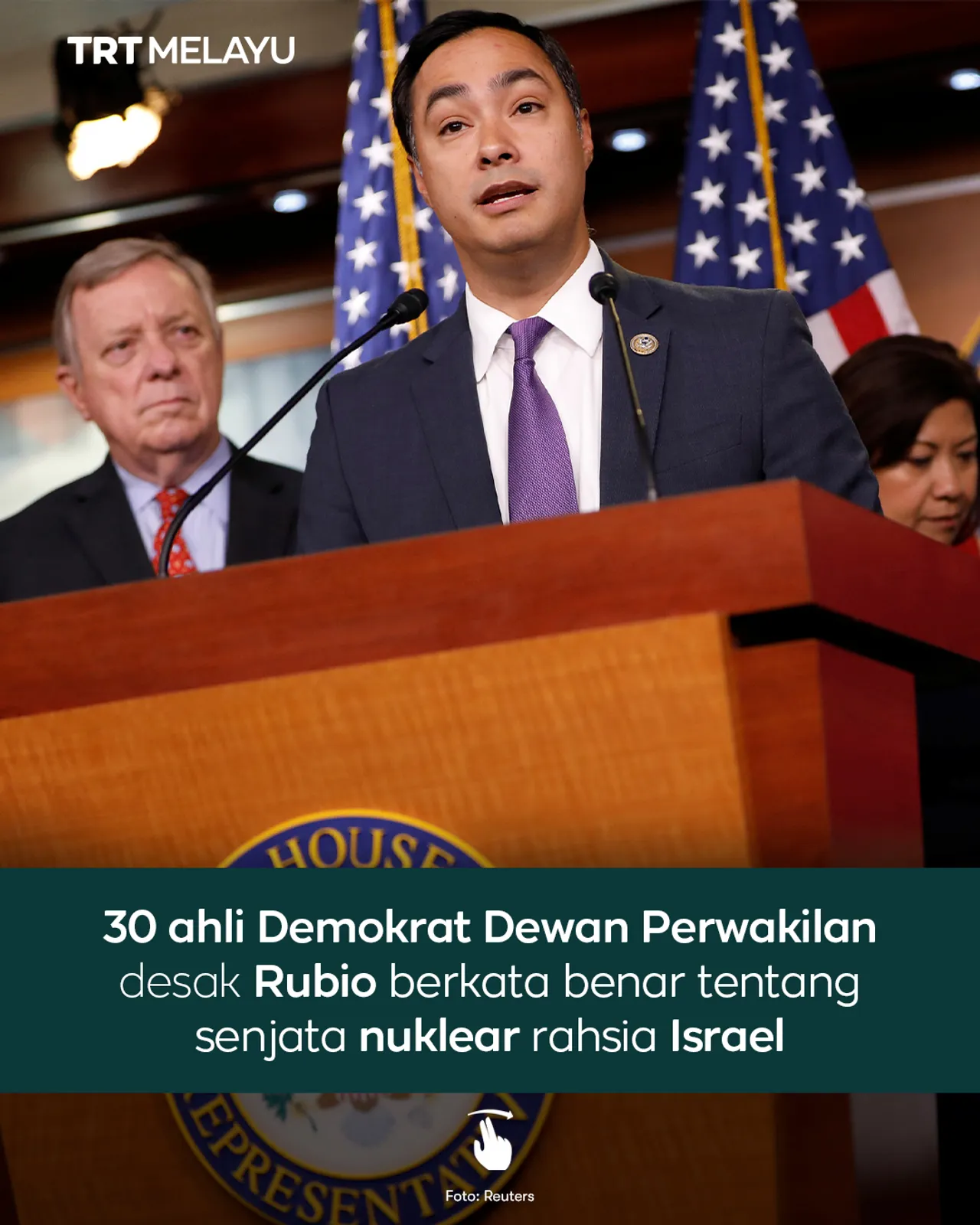 30 ahli Demokrat Dewan Perwakilan desak Rubio berkata benar tentang senjata nuklear rahsia Israel.